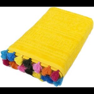Yellow Beach Towel with Colorful Tassels